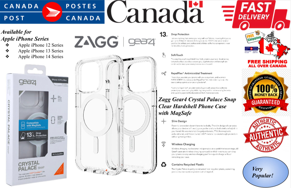 ZAGG Gear4 Crystal Palace Snap Clear Hardshell Phone Case with MagSafe- for Apple iPhone Series - Super Savings Technologies Co.,LTD ZAGG Gear4 Crystal Palace Snap Clear Hardshell Phone Case with MagSafe- for Apple iPhone Series - Super Savings Technologies Co.,LTD